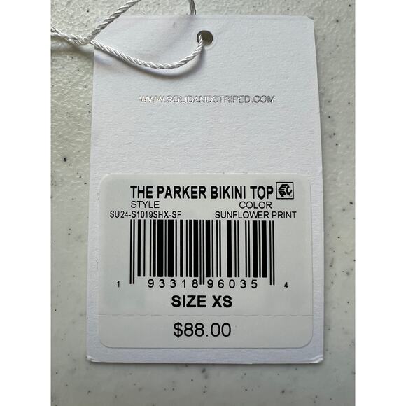 SOLID & STRIPED SIZE XSMALL THE PARKER BIKINI TOP SUNFLOWER PRINT NEW - Picture 8 of 9